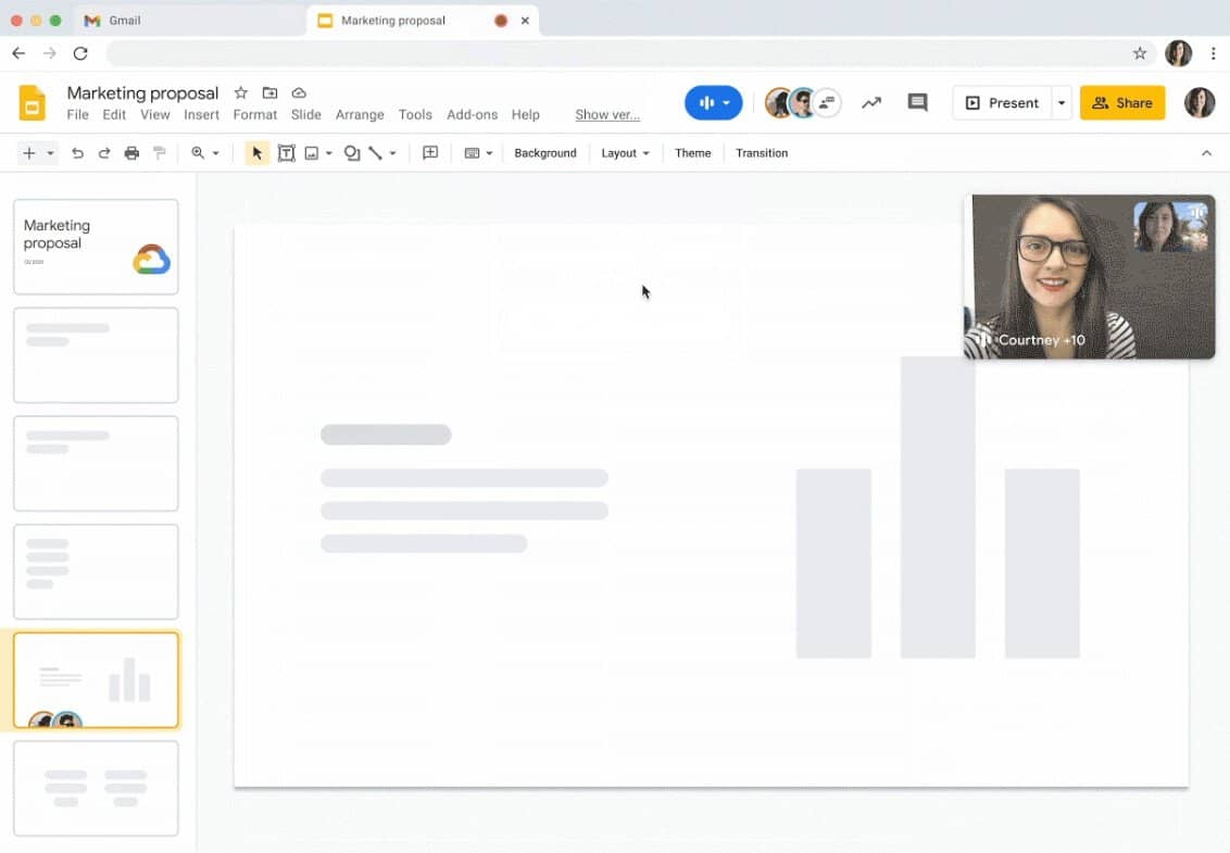 Side-by-side editing image with Google Meet and Workspace